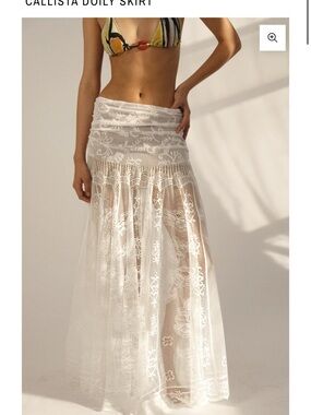 Callista White Lace Maxi Skirt L